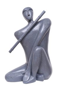 Krishna & The Flute-Grey in Fibre Glass, 16*10*25 Inches