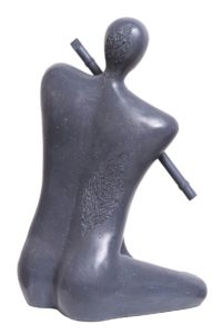Krishna & The Flute-Grey in Fibre Glass, 16*10*25 Inches