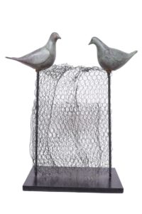 The Birds on a fence in Fibre GlassMetal, 12.5*4*22 Inches