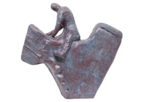 Man on a Horse in Fibre Glass, 13*6*13 Inches