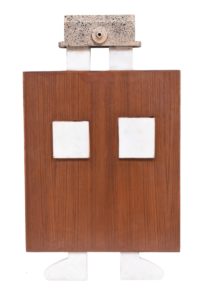 Robot in Metal Stone and Wood, 12*2.5*20.5 Inches