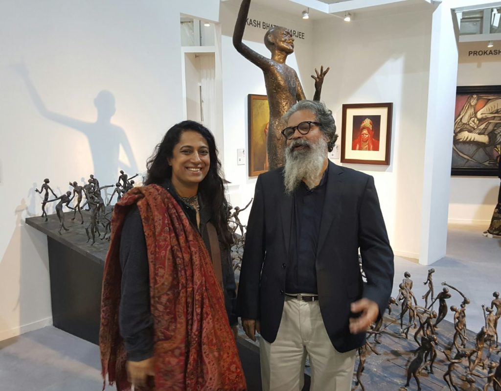 At India Art Fair with sculptor K S Radhakrishnan